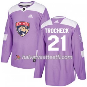 Miesten NHL Florida Panthers Pelipaita Vincent Trocheck 21 Adidas 2017-2018 Violetti Fights Cancer Practice Authentic